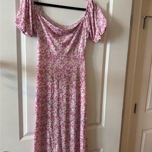 Lush Pink and White Floral Maxi Dress